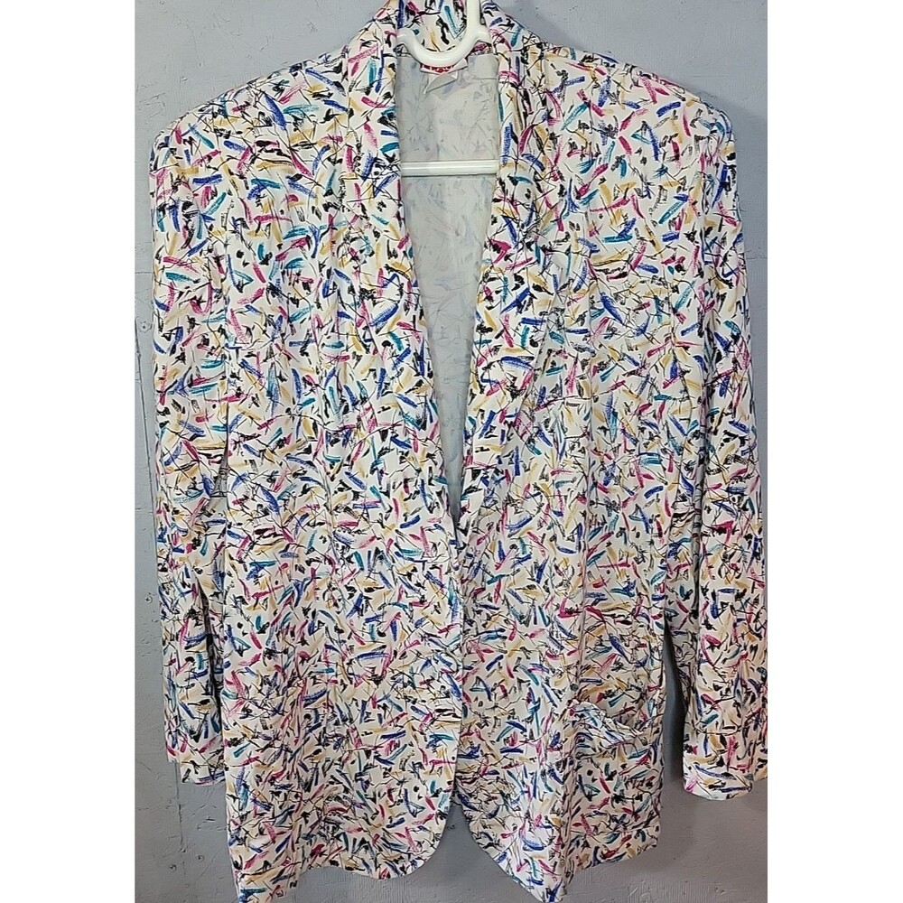 Multicolor Patterned Women's Blazer - Cream Base